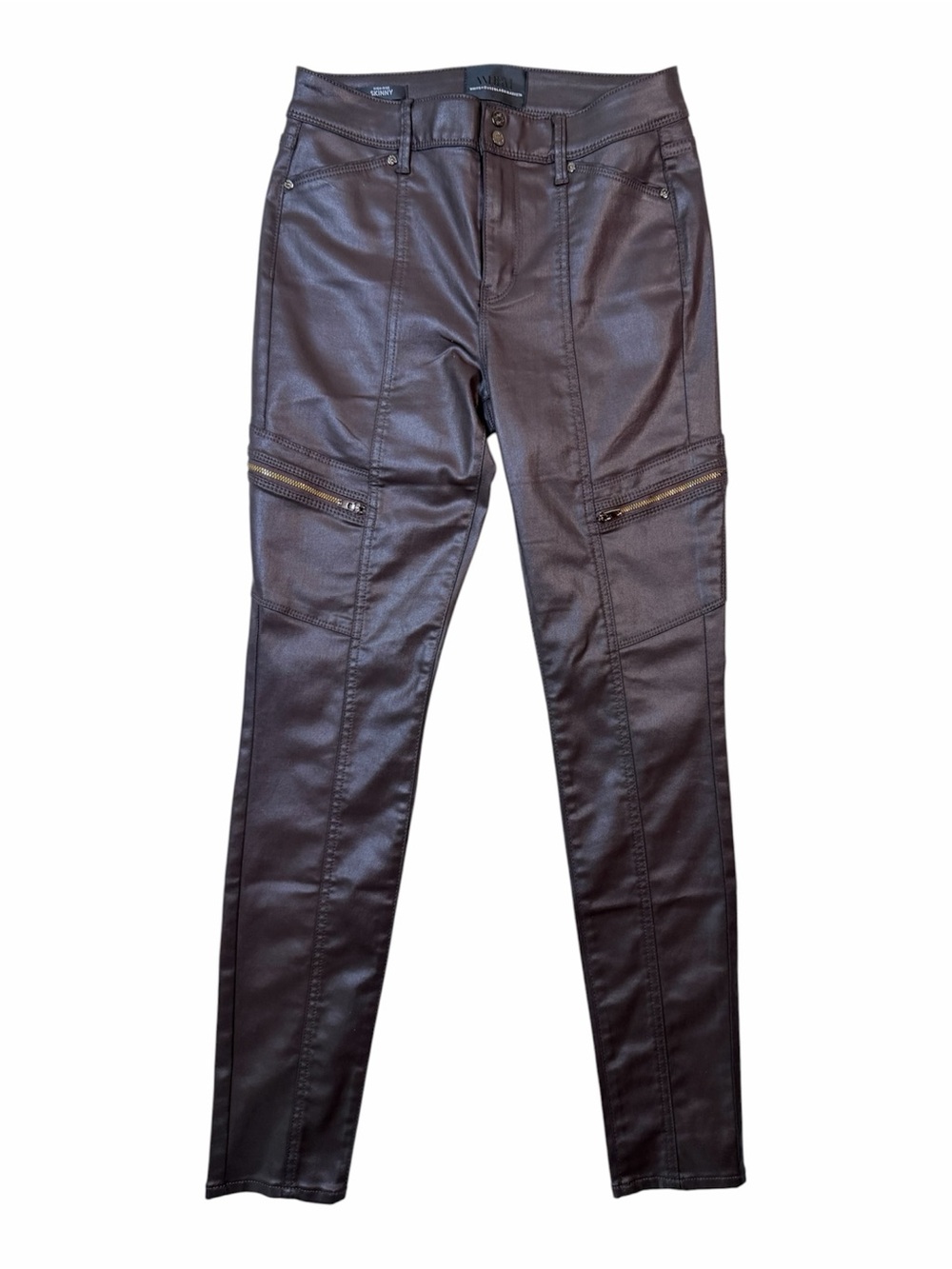 White House Black Market Faux Leather Skinny Pants - Dark Brown